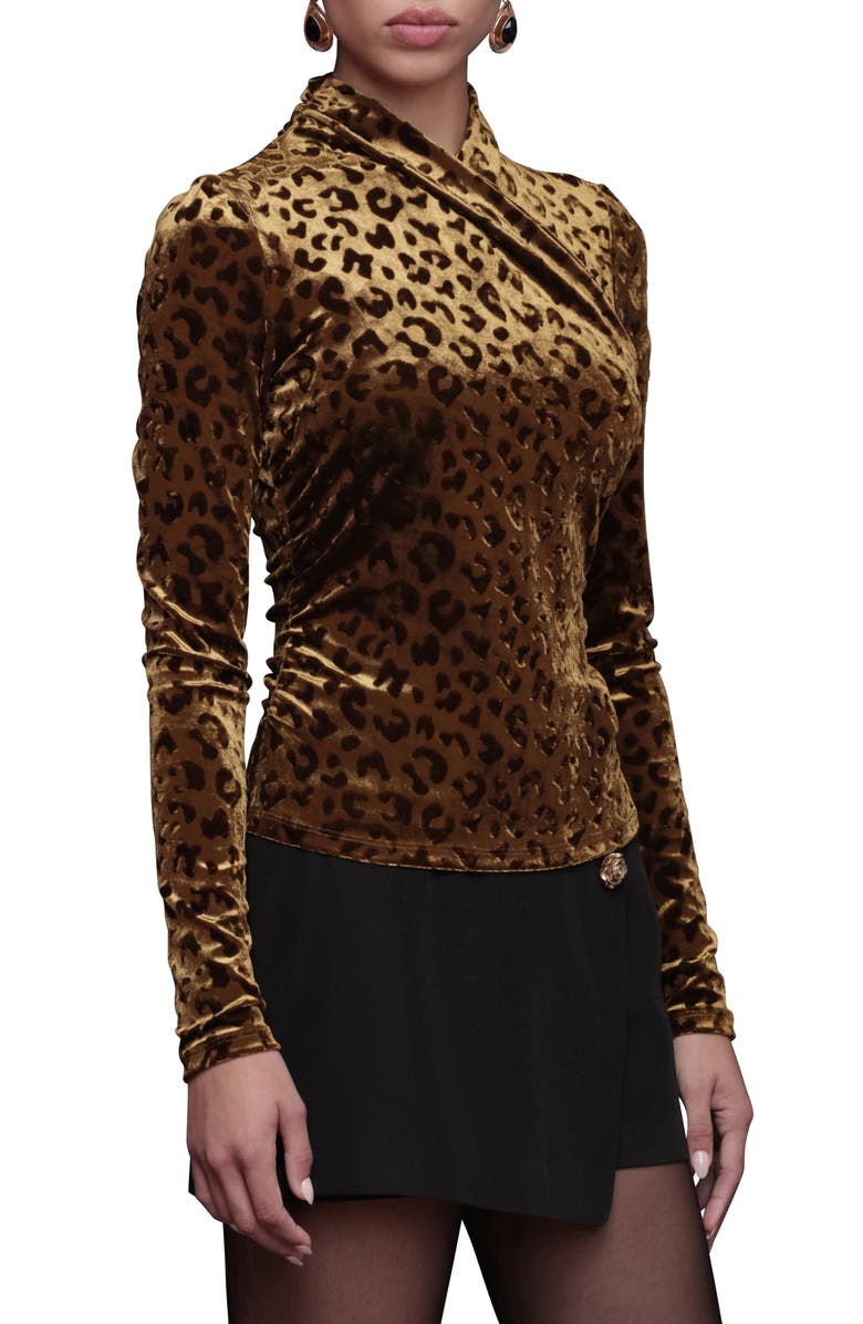 Avec Les Filles Burnout Leopard Print Surplice Top, Alternate, color, Burnout Leopard