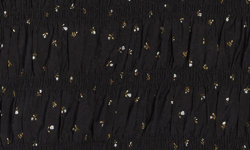 Melloday Sleeveless Smocked Top In Black Ditsy