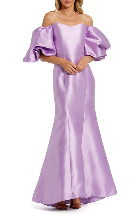 Sweetheart Off The Shoulder Puff Sleeve Gown