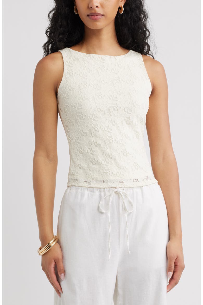 Sleeveless Lace Shell, Main, color, IVORY