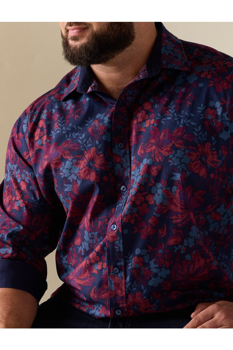 Big & Tall Floral Print Sport Shirt V2, Alternate, color, NAVY MULTI