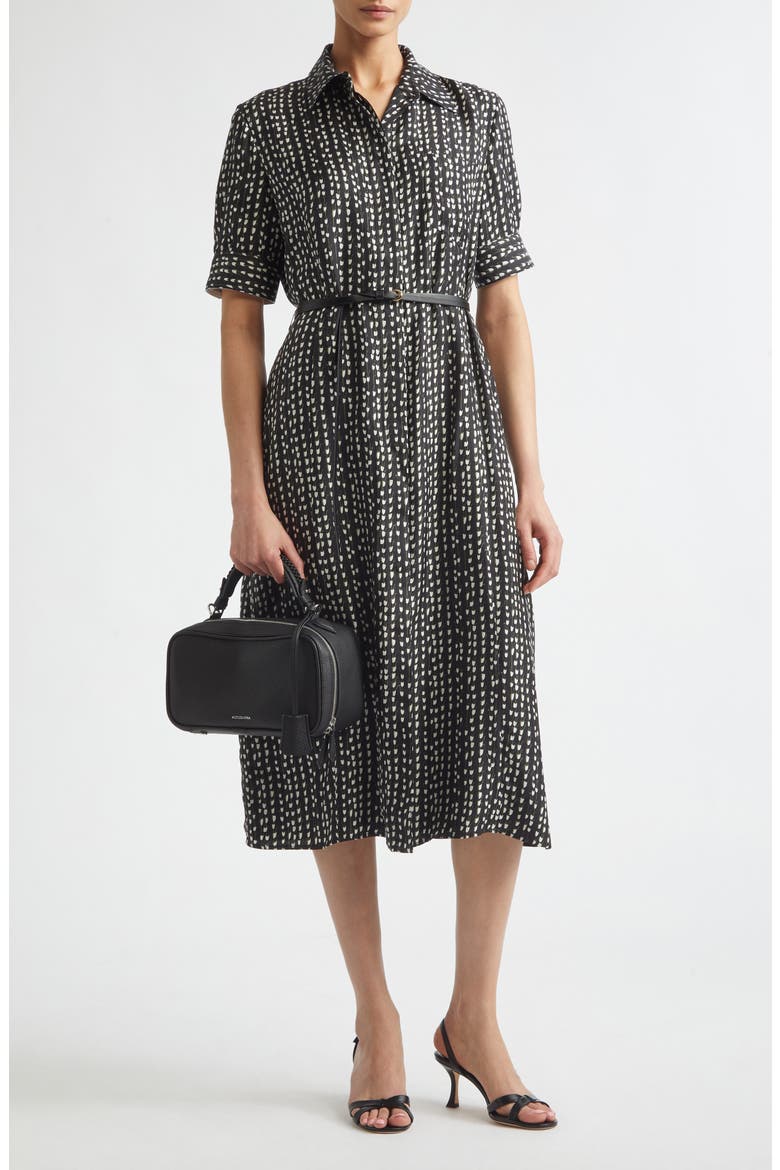 Kieran Belted Silk Shirtdress, Alternate, color, BLACK BLUEBELL