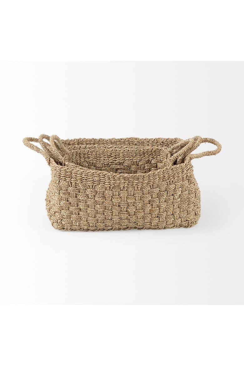 Emra Set of 3 Seagrass Rectangular Basket, Alternate, color, Brown