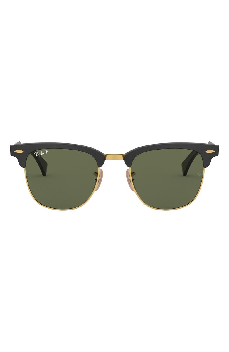 Ray-Ban Clubmaster 51mm Square Sunglasses, Main, color, Pol Green