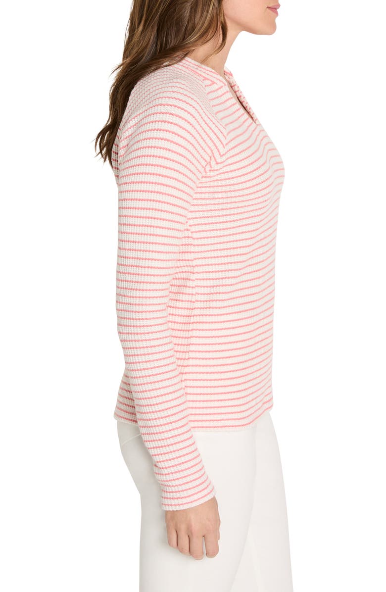 NIC+ZOE Stripe Thermal Split Neck Long Sleeve Top, Alternate, color, Pink Multi