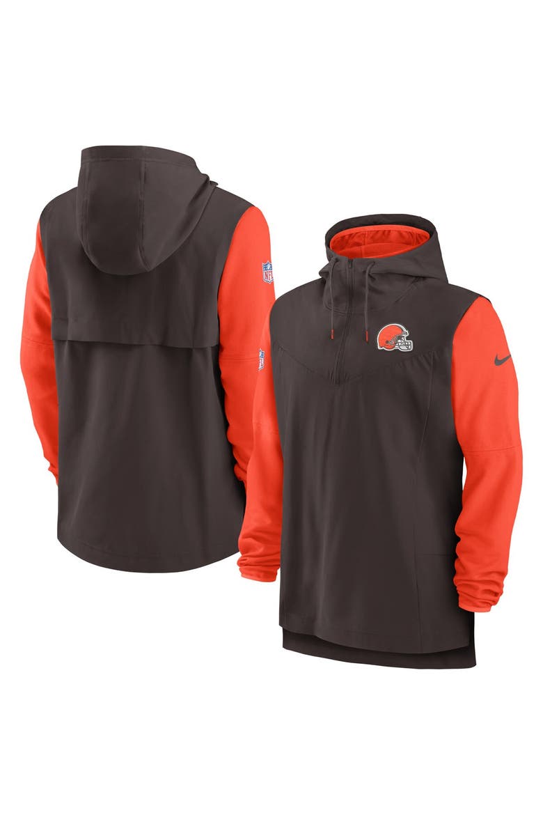 Men's Nike Brown/Orange Cleveland Browns Sideline Player Quarter-Zip Hoodie, Main, color, Brown