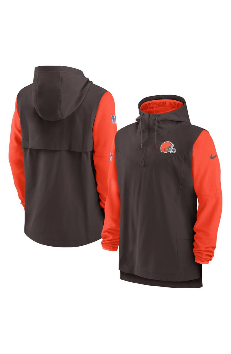 Nike Men's Nike Brown/Orange Cleveland Browns Sideline Player Quarter-Zip Hoodie, Main, color, Brown
