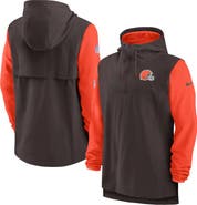 Nike Men's Nike Brown/Orange Cleveland Browns Sideline Player Quarter-Zip Hoodie