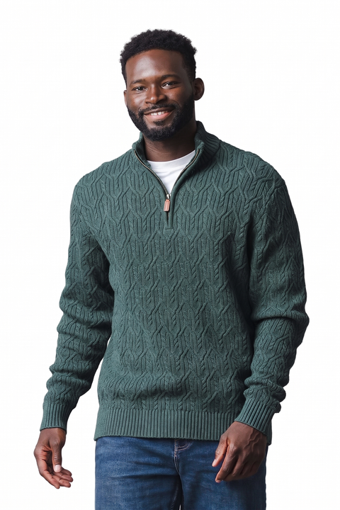 Men's Organic Cotton Cable Knit Half Zip Sweater
