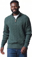Hope & Henry Men's Organic Cotton Cable Knit Half Zip Sweater