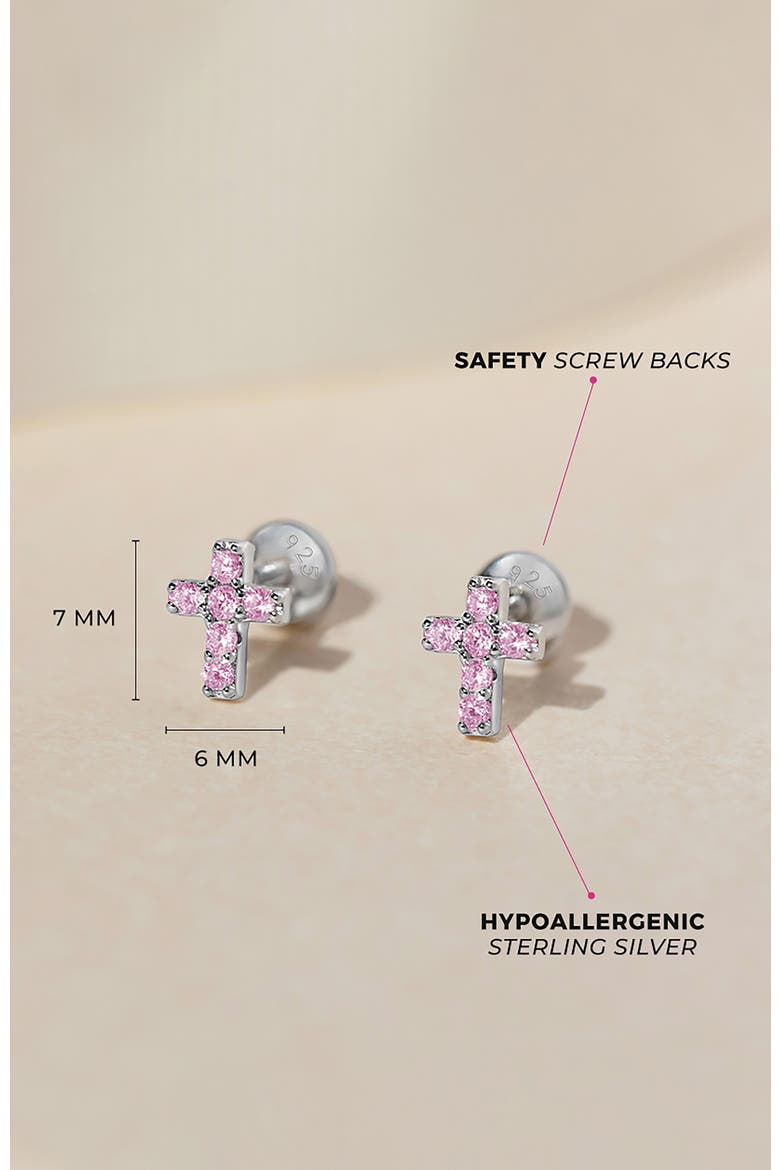 The Cross Earrings, Alternate, color, Pink