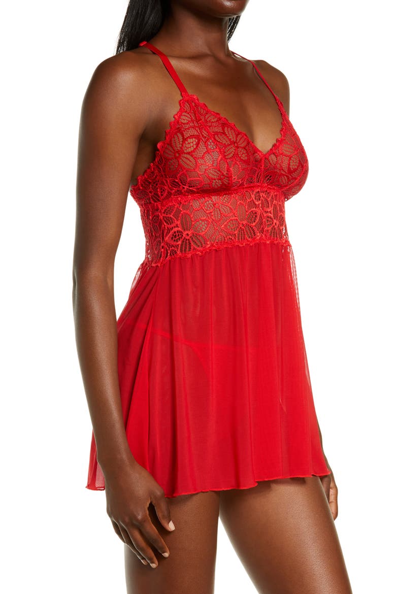 Renee Racerback Chemise and G-String Panties, Alternate, color, TANGO RED