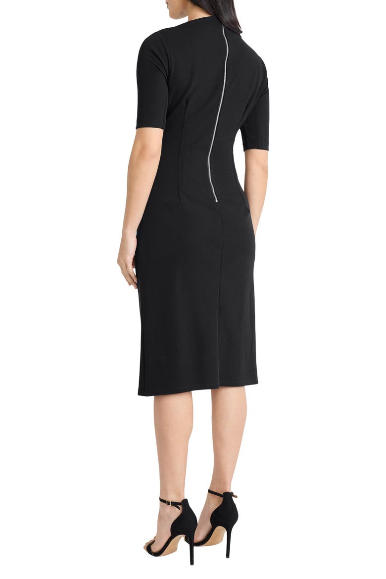 Ruched Midi Sheath Dress, Alternate, color, BLACK