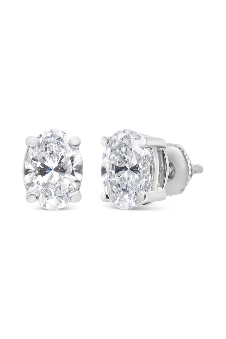 14K White Gold 1.00 Ct Lab Grown Oval Solitaire Diamond Stud Earrings, Main, color, White