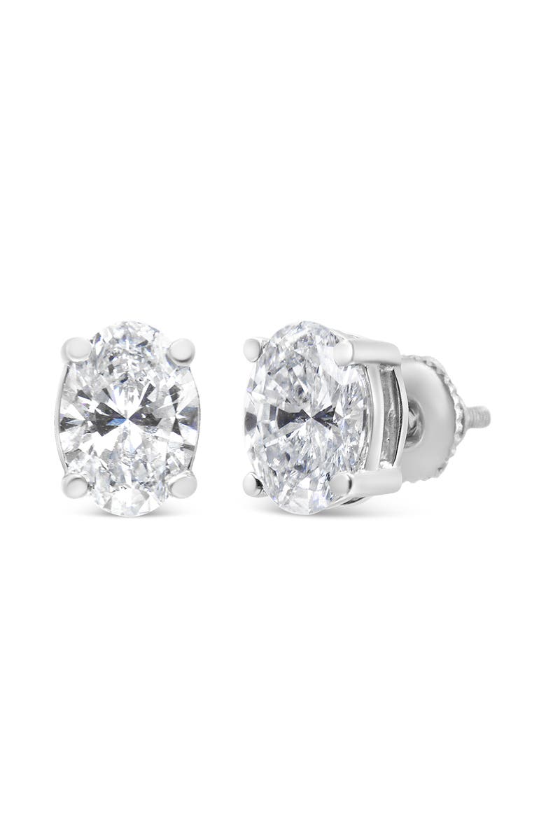 Haus of Brilliance 14K White Gold 1.00 Ct Lab Grown Oval Solitaire Diamond Stud Earrings, Main, color, White
