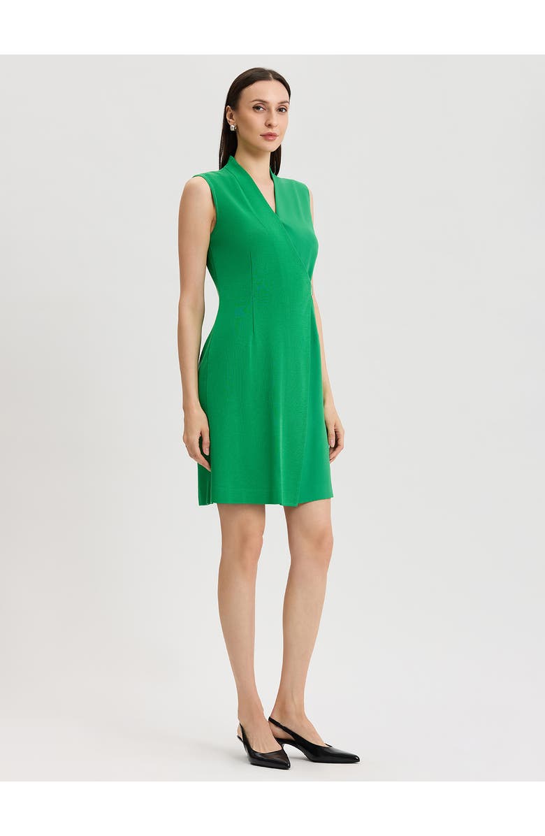 Misook Mixed Media Faux Wrap Dress, Alternate, color, Clover Field