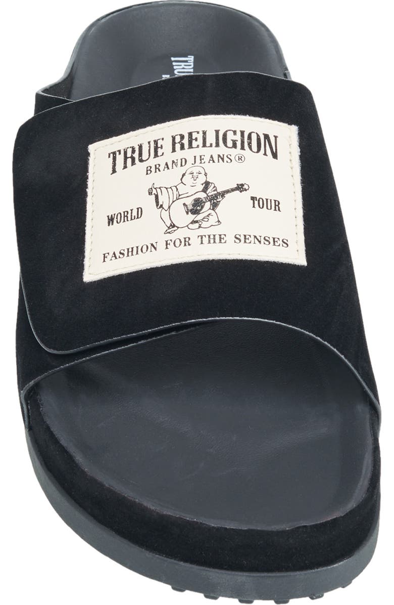 True Religion Cudi Velcro Strap SRS Logo Patch Sandal, Alternate, color, Black