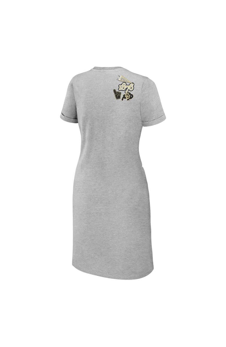 WEAR by Erin Andrews Women's WEAR by Erin Andrews Heather Gray Colorado Buffaloes Knotted T-Shirt Dress, Alternate, color, Heather Gray