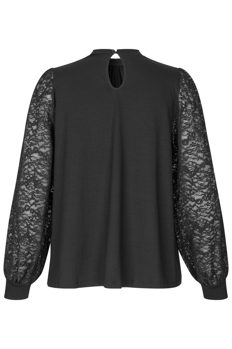 Mabravoria High Neck Lace Sleeve Blouse, Alternate, color, Black