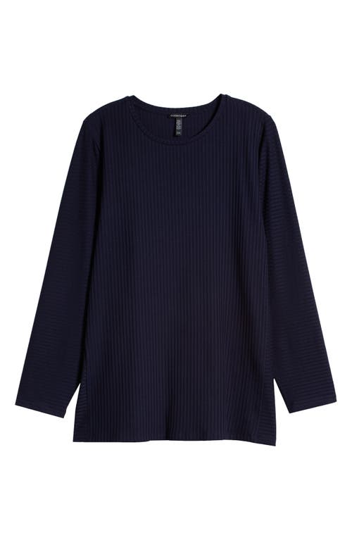 Eileen Fisher Womens Crewneck Split Hem Tunic Top In Ink