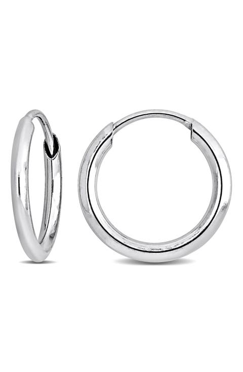 14K White Gold 11mm Hoop Earrings