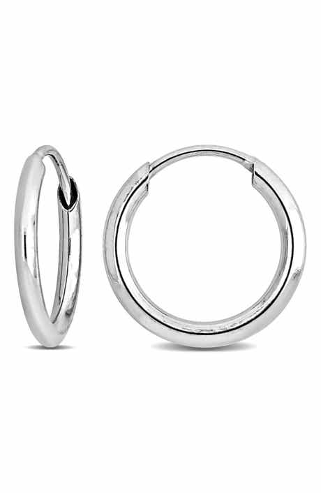 DELMAR 14K White Gold 11mm Hoop Earrings