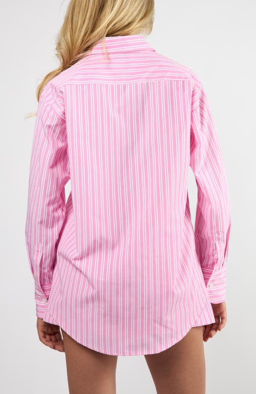 VIENS AVEC MOI VIENS AVEC MOI SEASIDE STRIPE COTTON BLEND BUTTON-UP SHIRT