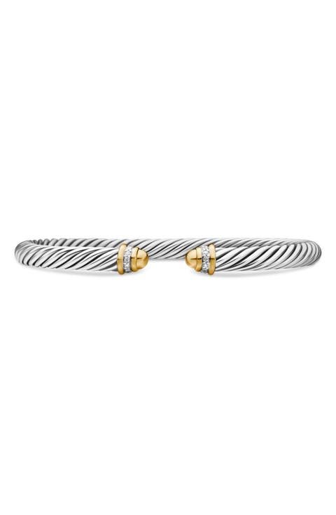 Cable Classics Bracelet with 18K Gold Domes & Diamonds, 5mm
