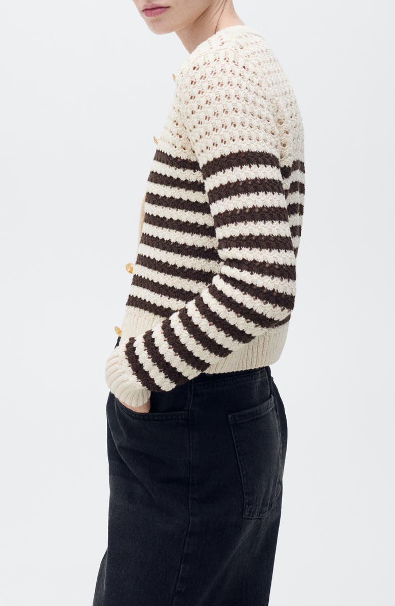 MANGO Stripe Openwork Cardigan, Alternate, color, 
