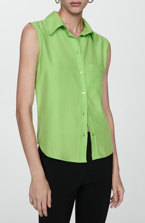 Shop Mango Sleeveless Button-up Shirt In Green