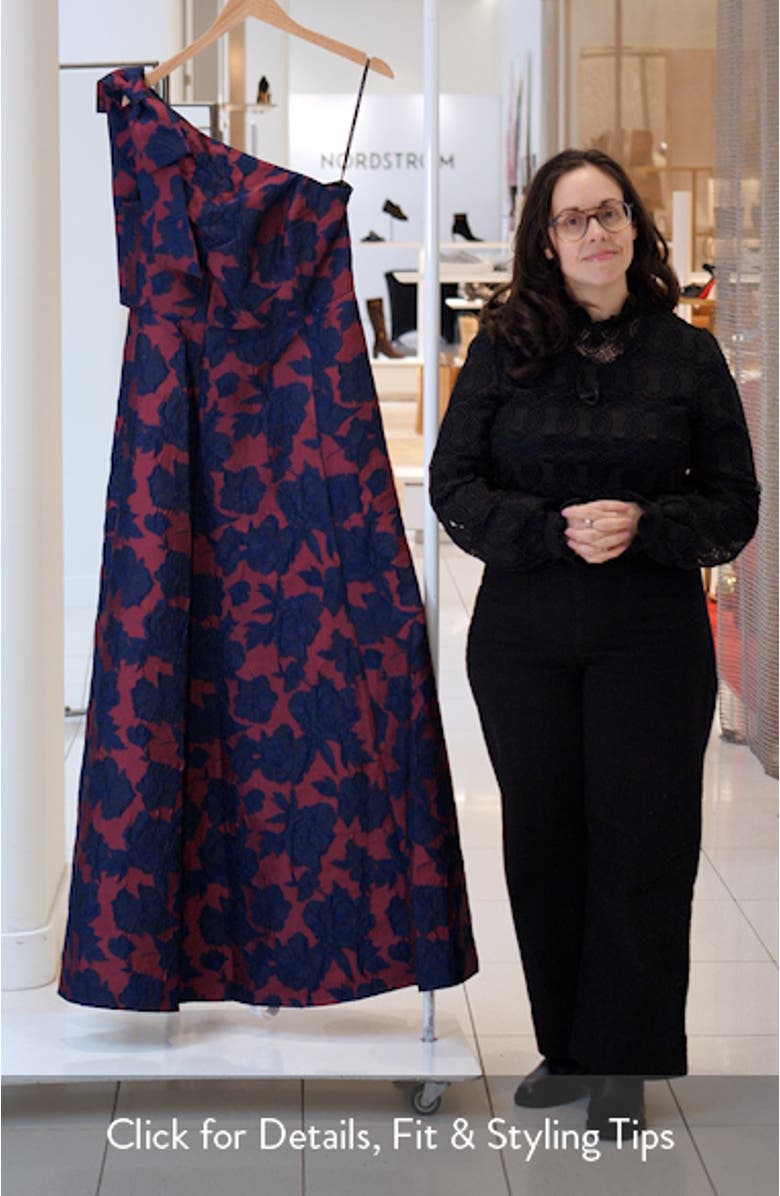 Bow One-Shoulder Jacquard Ballgown, sales video thumbnail