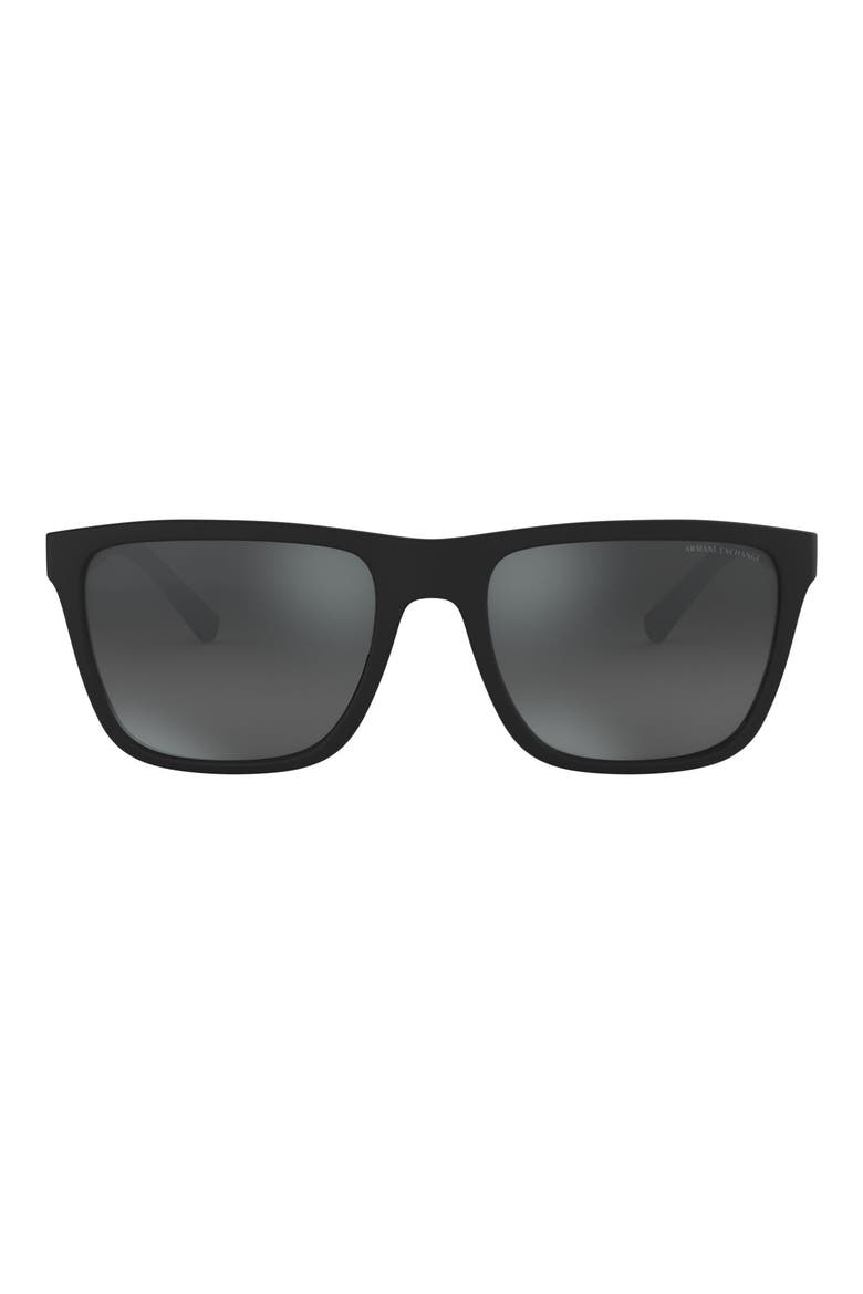 AX Armani Exchange 57mm Square Sunglasses, Main, color, MATTE BLACK