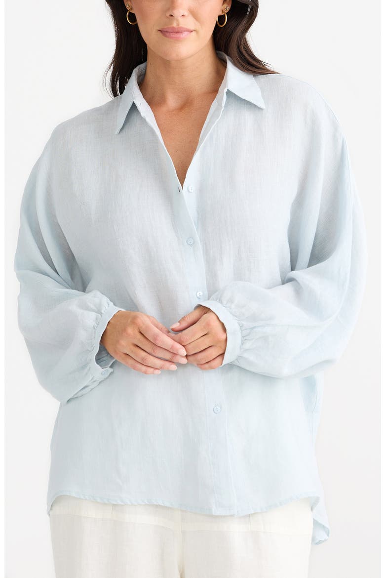 Monty Woven Linen Shirt, Alternate, color, SKY