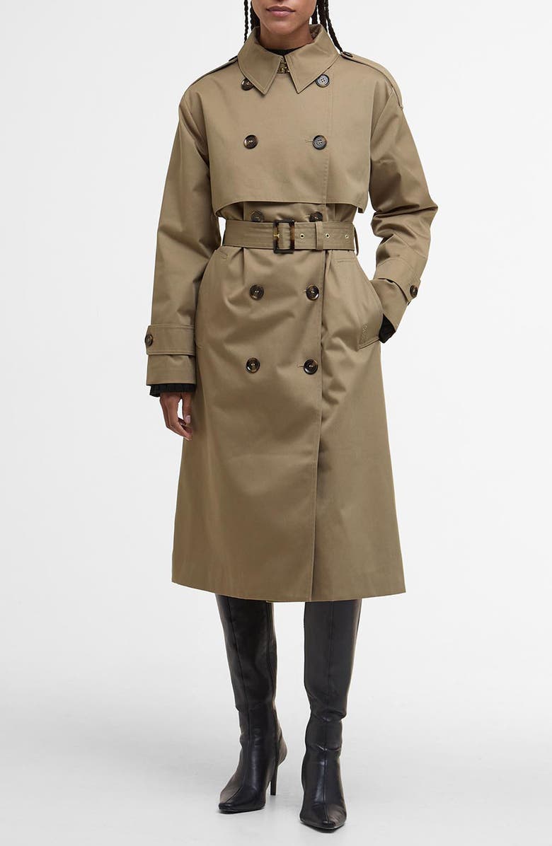 Barbour Aoife Belted Water Resistant Trench Coat, Main, color, Military Brown/ Hessian Tartan