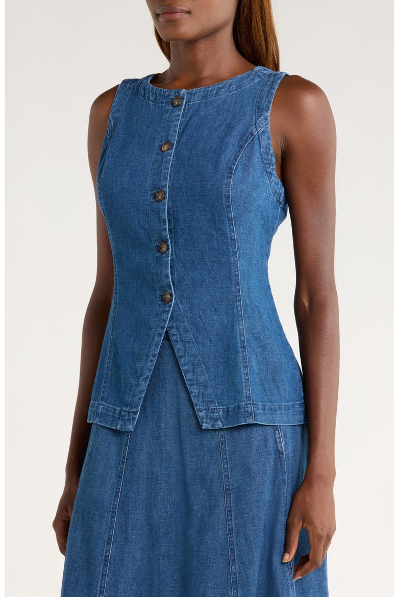 Charlie Denim Cutaway Vest, Alternate, color, MEDIUM WASH