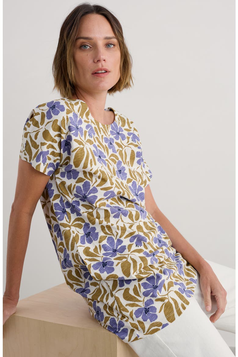 Ocean Gaze Cotton Jersey Tunic, Alternate, color, LEAFY FLORAL CHALK PEAR