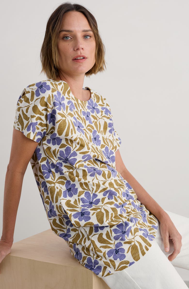 Seasalt Cornwall Ocean Gaze Cotton Jersey Tunic, Alternate, color, Leafy Floral Chalk Pear