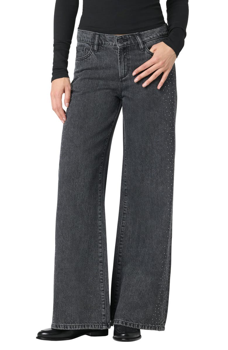 Joe's Crystal Embellished Low Rise Wide Leg Jeans, Main, color, Crystal Washed Black