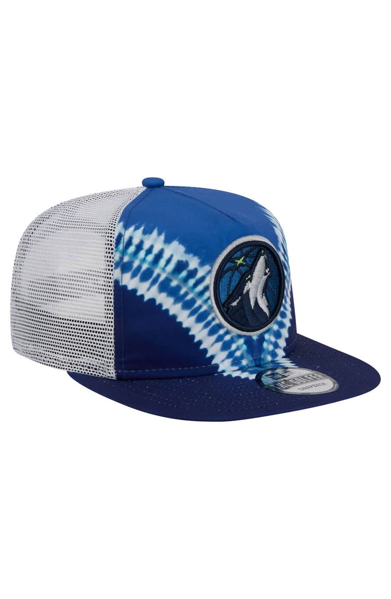 New Era Men's New Era Navy/Blue Minnesota Timberwolves Throwback Dye Golfer Snapback Hat, Alternate, color, 