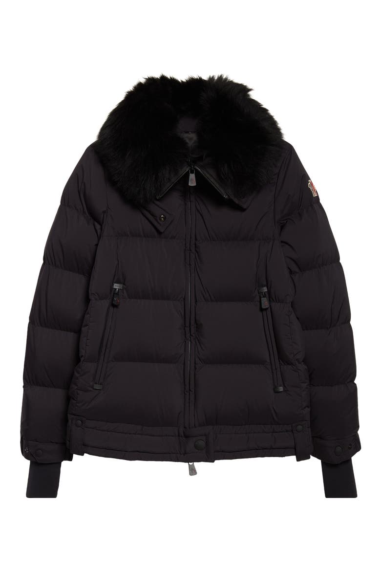 Arabbas Genuine Shearling Collar Down Jacket, Alternate, color, BLACK