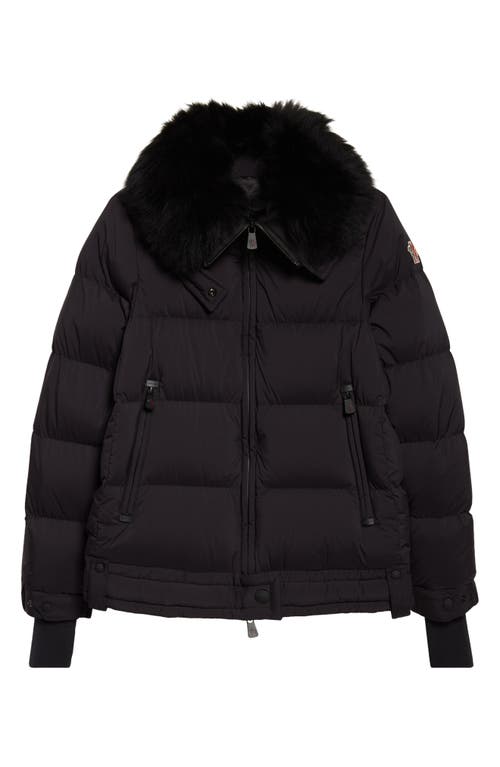 Moncler Grenoble Arabbas Genuine Shearling Collar Down Jacket In Black