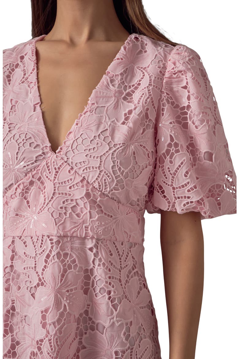 Sequin Lace Fit & Flare Minidress, Alternate, color, PINK