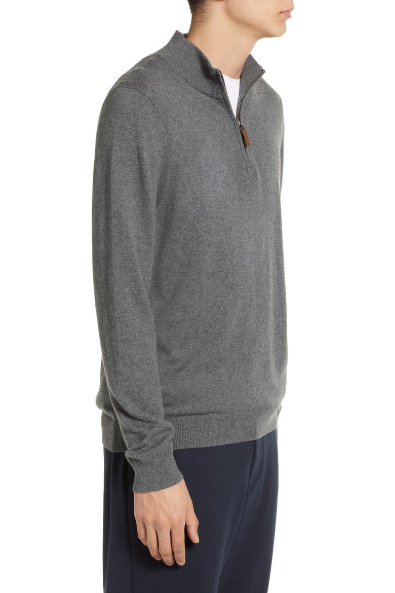 Half Zip Cotton & Cashmere Pullover Sweater, Alternate, color, GREY CASTLEROCK