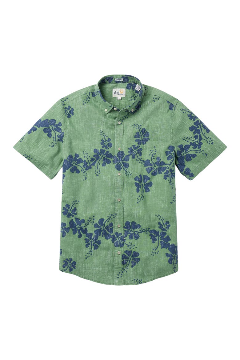 50th State Flower Tailored Fit Floral Button-Down Shirt, Main, color, JADE