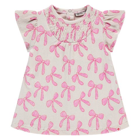 Bow Print Short Sleeve Dress (Baby)