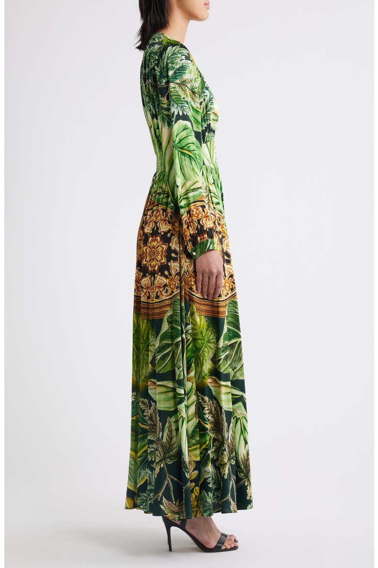 The Alexandria Print Long Sleeve Silk Blend Maxi Dress, Alternate, color, ATRIUM GARDEN PRINT