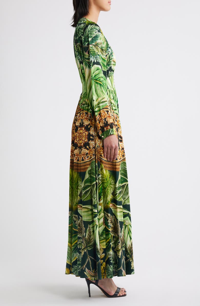 Elie Tahari The Alexandria Print Long Sleeve Silk Blend Maxi Dress, Alternate, color, Atrium Garden Print