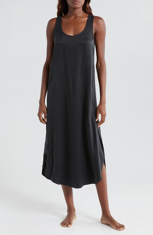 Lunya Tulip Bias Washable Silk Nightgown In Immersed Black