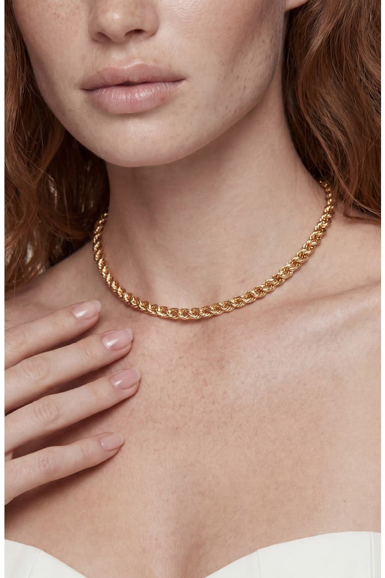 18k Gold Plated Spiral Chain Necklace, Alternate, color, GOLD