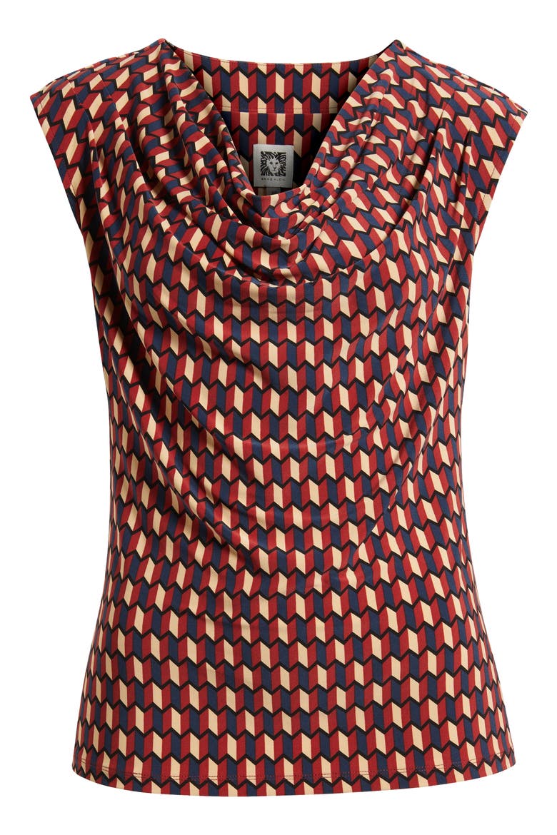 Cowl Neck Extended Shoulder Top, Alternate, color, RUST MULTI